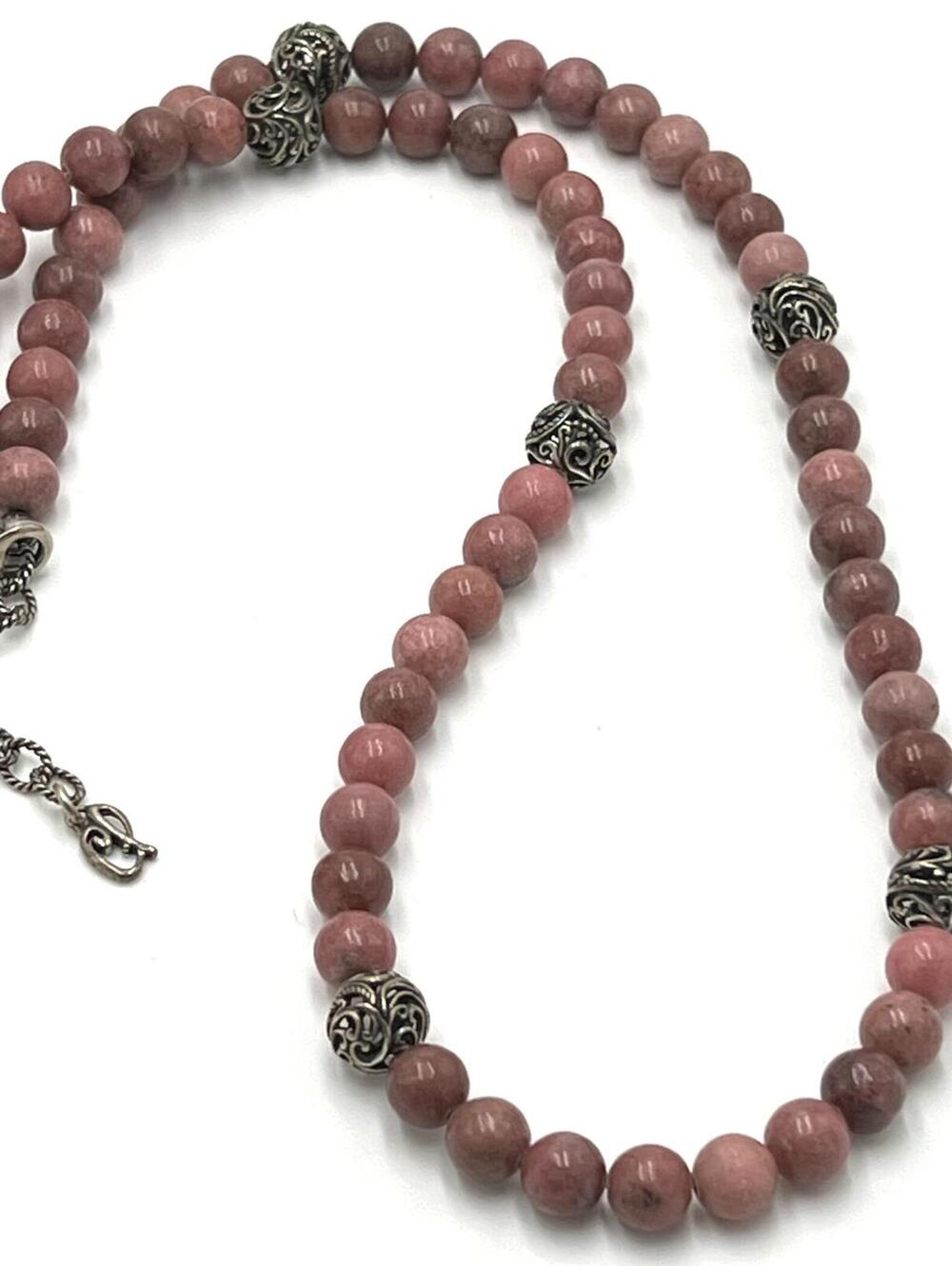 Carolyn Pollack Sterling Silver Rhodonite Beaded Necklace